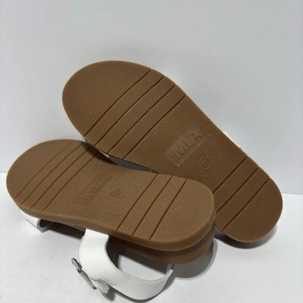Mia Little Kids’ White Ankle Strap Sandals, Girls’ Size 12 M